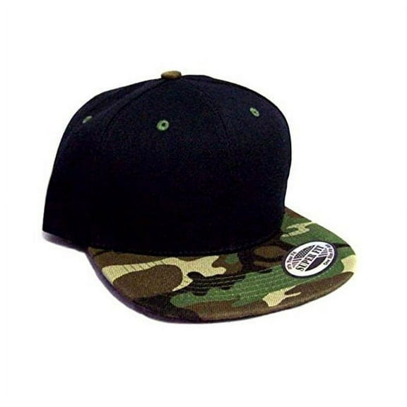 Snap Back Flat Brim Military Style Baseball Caps Black & Camo Colors - Uni-Sex Style -- FREE   USA  Shiping--(7506C5 )