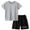 Grey, variant on Boys Mesh Reflective Stripe Short Sleeve Sport Outfit Active Play Two Piece Set for Toddler Kids