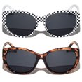 thumbnail image 2 of 2 Pairs of Womens Fully Magnified Outdoor Reading Sunglasses - Full Tint Readers - Oversized Leopard Jackie O Vintage +2.25, 2 of 3