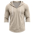 thumbnail image 7 of Mens Hoodie Pullover Thin 3/4 Sleeve Drawstring Pullover Hoodie Casual Sweatshirts with Hood Lightweight Hoodies Khaki M, 7 of 7
