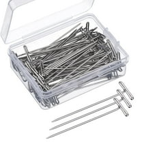 100Pcs 2 inch Wig T-Pins Stainless Steel Wig Pins for Wigs Foam Head, T Pins for Sewing, Wig T Pins, Blocking Pins, T Pins for Office Wall with Plastic Box