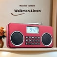 thumbnail image 3 of Wiher Portable FM Radio with Bluetooth, MP3 Player, TF/USB Playback & 10 Presets, Rechargeable Battery, 5W Stereo Sound for Home, Travel, and Outdoor Use Red, 3 of 7