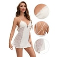 thumbnail image 3 of Unique Bargains Women's Cami Chemise with Built in Bra Plunge Full Slips L Beige, 3 of 6