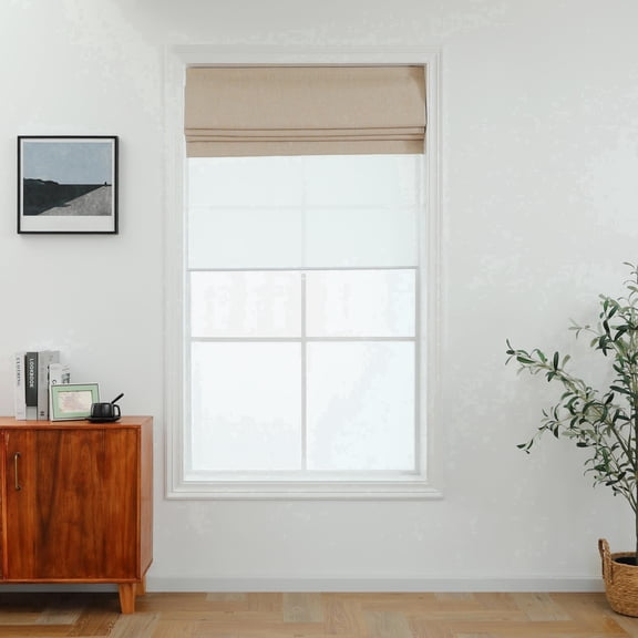 Everyday Celebration Day & Night Cordless Roman Blind with Blackout & Sheer–Dual Layer Window Shade,32x64"Natural