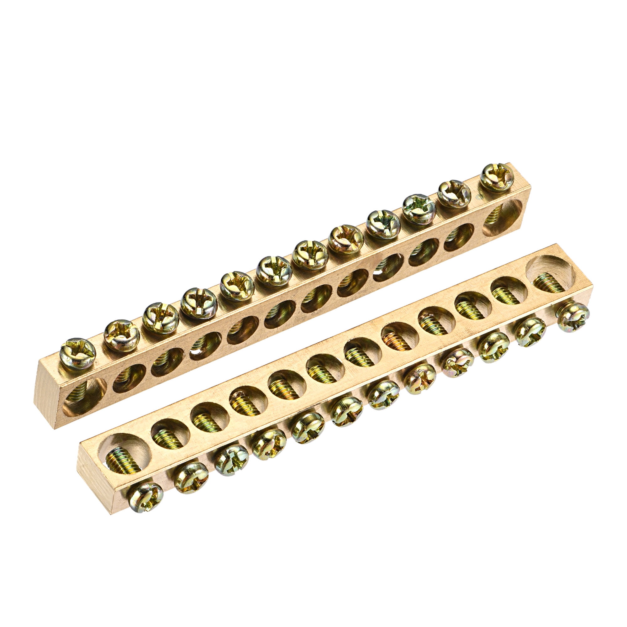 Uxcell Terminal Ground Bar Screw Block Barrier Brass 12 Positions 113