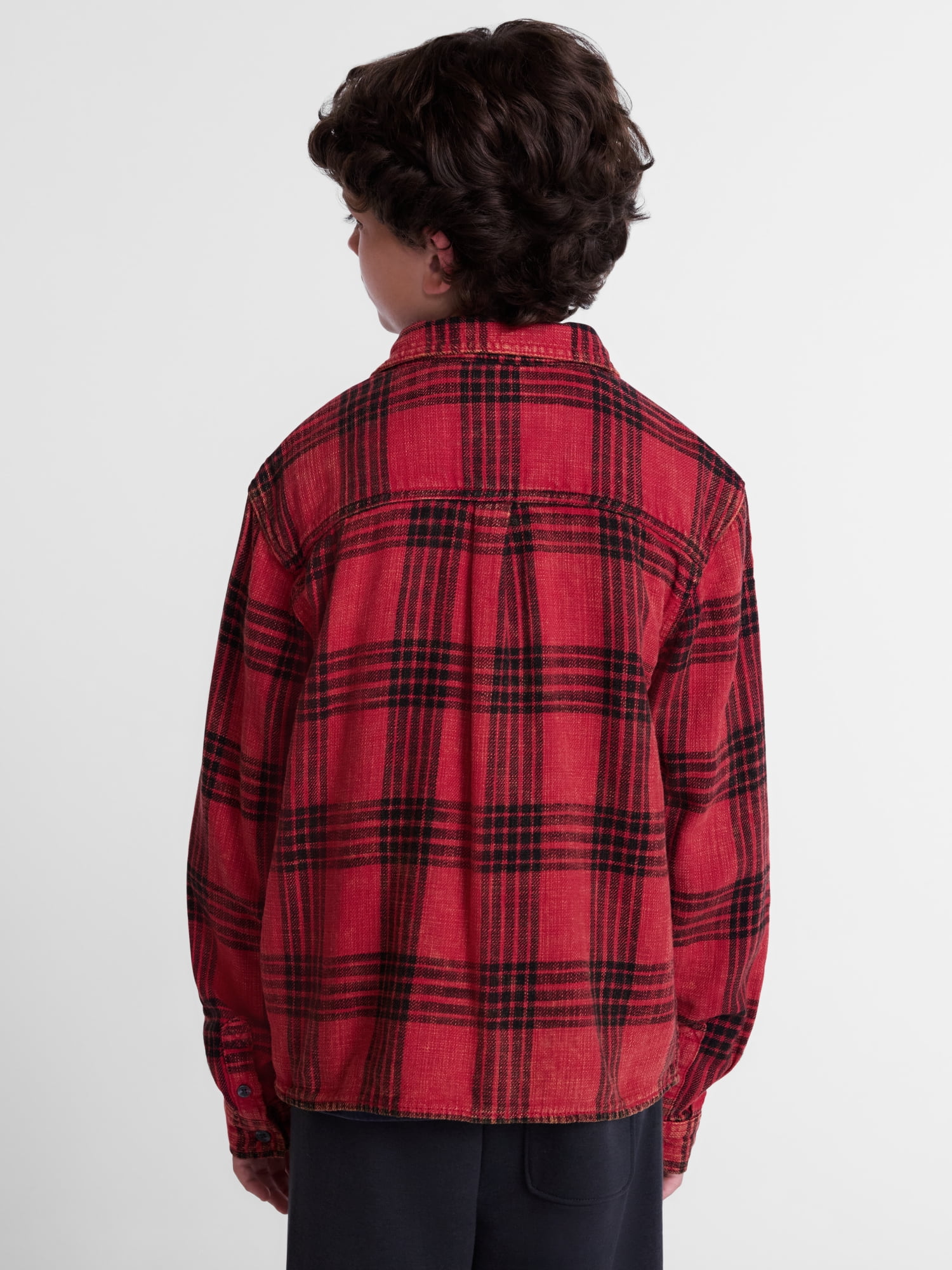 Weekend Academy Boys Garment Washed Flannel Shirt, Sizes XS-XXL