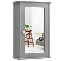 Giantex Bathroom Medicine Cabinet with Mirror, Wall Mounted Storage Cabinet with Single Mirrored Door and Adjustable Shelf for Bathroom, Living Room or Entryway, 13.5 x 6 x 21 inches (Grey)