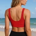 thumbnail image 4 of FINALGANG Womens Deep V Neck Solid Color Twist Front Wide Strap Bikini Top Padded Basic Swim Top Summer Swimwear For Poolside Beach Activities Cozy Swimwear XXL, 4 of 6