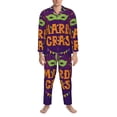 thumbnail image 3 of Fotbe Mardi Gras2 Pijama de Hombre con Estampado de Manga Larga, Conjunto de 2 Piezas, Ropa de Dormir Suave y Cómoda con Bolsillos-Large, 3 of 7