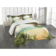 thumbnail image 3 of Ambesonne Island Quilted Bedspread Set 3 Pcs, Palm Coconut Trees Beach, King Size, Green Brown Cream, 3 of 5