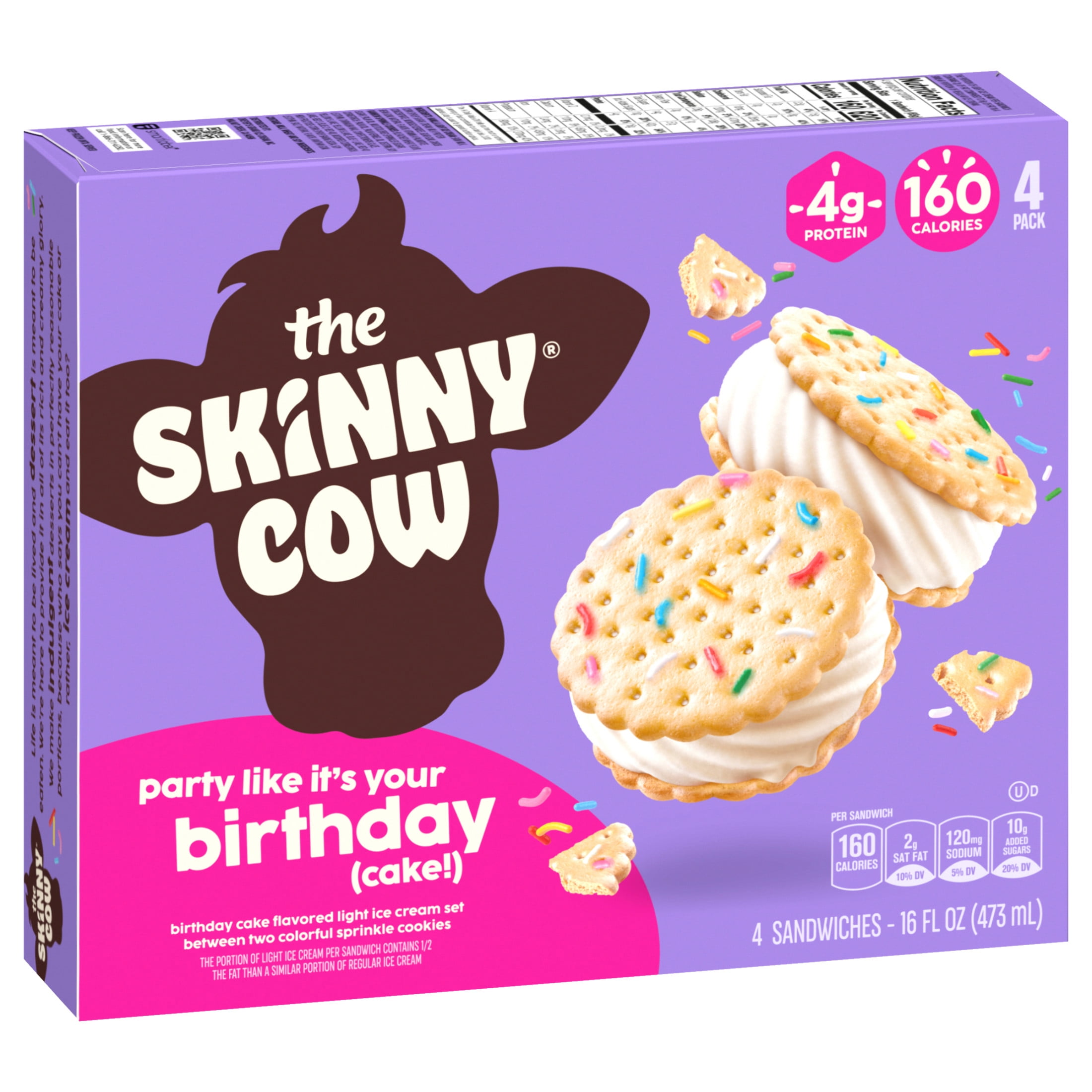 Skinny Cow Birthday Cake Light Ice Cream Sandwiches, 4 Count