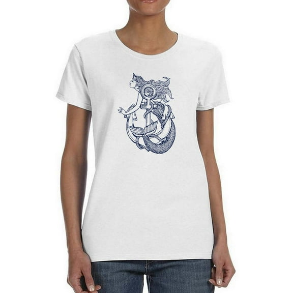 Mermaid And Anchor T-Shirt Women -Image by Shutterstock, Female Large
