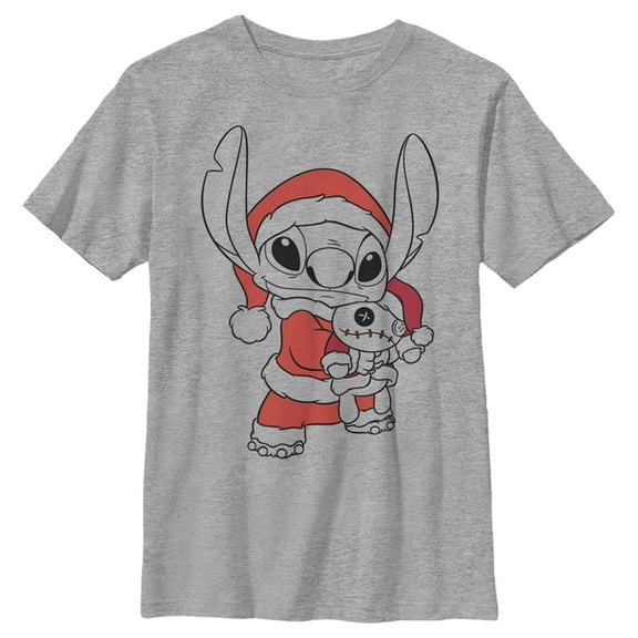 Boy's Lilo & Stitch Scrump and Santa  Graphic Tee Athletic Heather Medium