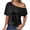 Black, variant on Sparkly Off Shoulder Tops for Women One Shoulder Short Sleeve Tops Casual Party Solid Color Spliced Fashion Blouse, Black L