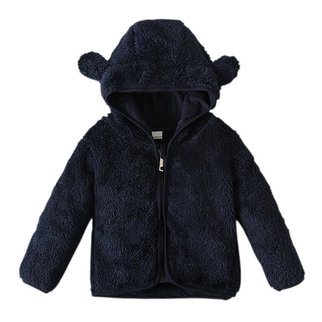 Gibobby Chamarra de invierno para niños y niñasChaqueta de abrigo de invierno de manga larga para niños y niñas pequeñas, colores sólidos, moda azul(Azul, 6-12 Meses)