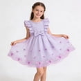 thumbnail image 2 of HAOTAGS Girl's Party Dress,Bow Ball Gown Flutter Sleeves Tutu Dress Purple 4-5 T, 2 of 6