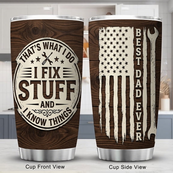 "I Fix Stuff And I Know Things" Funny Mechanic 20oz Tumbler, Stainless Steel Travel Mug for Dad, Vacuum Insulated Coffee Cup for Father's Day Birthday Gift