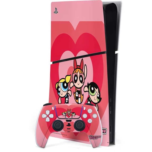 Skinit Cartoon Network Powerpuff Girls Hearts PS5 Slim Digital Edition Bundle Skin