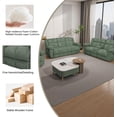 thumbnail image 4 of 3-Piece Manual Recliner Sofa Set –Green Sofa, Corduroy Sectional Couch with Loveseat, Recliner Chair, Cup Holders, Storage Console & Drop-Down Table – Plush Living Room Furniture, 4 of 5