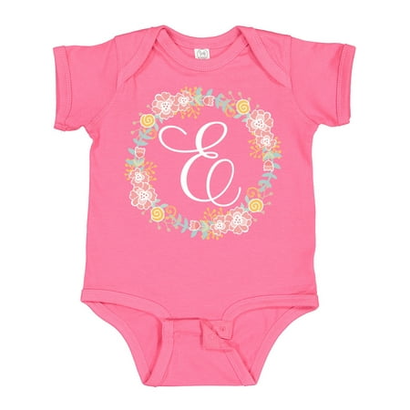 

Inktastic E Monogram Alphabet Letter Rose Floral Wreath Gift Baby Girl Bodysuit
