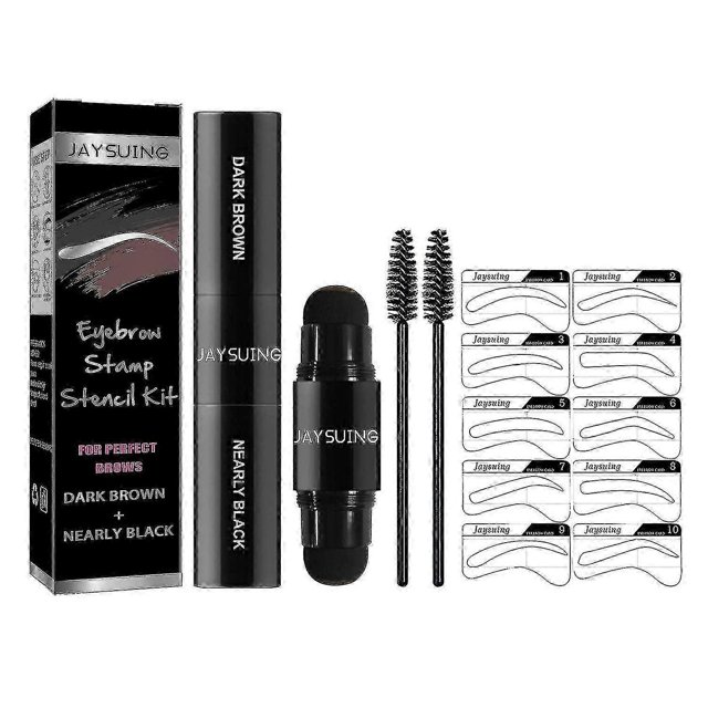 Jaysuing Eyebrow Stamp Stencil Kit Natural Hairline Powder 1 * Eyebrow Print / 2 * Eyebrow Brush /