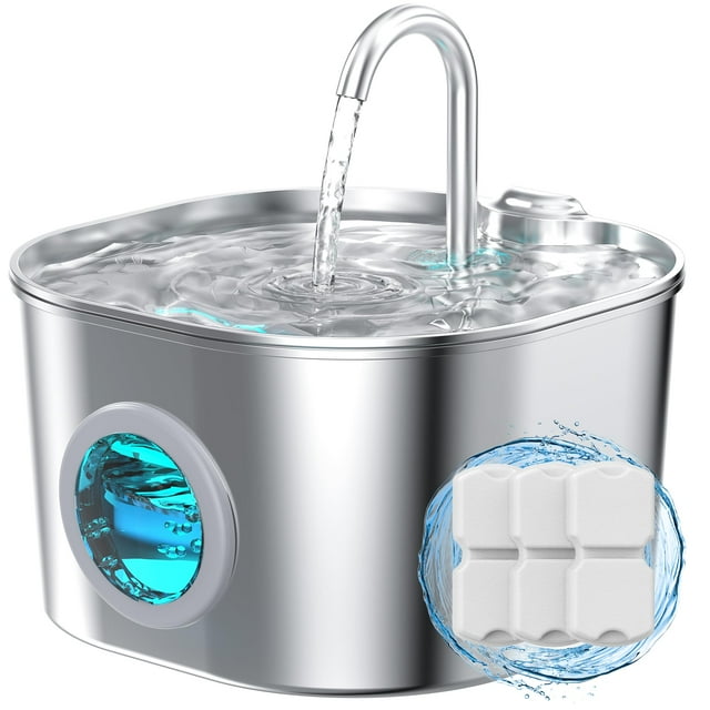 Fuente de agua HOOISE de acero inoxidable 2,2 L para gatos y perros