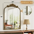 thumbnail image 6 of Easy4Home 24"x38" Arched Baroque Style Bathroom Mirror Vintage Decorative Wall Mirror, Antique Bronze, 6 of 7