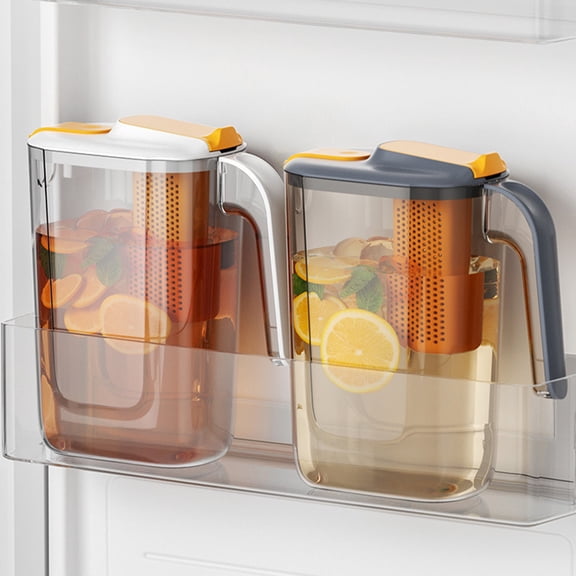 Aoznliie Fridge Door Water Pitcher, 2.6L Large Capacity Cold Water Kettle with Fruit Filter, BPA Free Water Jug for Iced Tea Juice Lemonade, 9.3x5.3x4.1 Inches