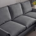 thumbnail image 6 of 81" L Shaped Sectional Couch, Faux Leather Convertible Sofa with Chaise Lounge Reversible, 3 Seat Sleeper Sofa Bed for Living Room Bedroom Apartment Office, Gray, 6 of 6