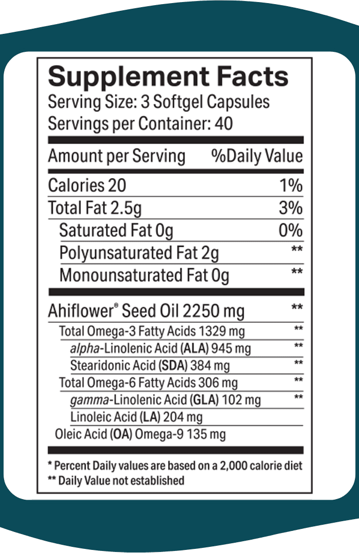 Ahiflower Oil Softgels Complete and Balanced Vegan Omega 3-6-9 Essential Fatty Acids Plant Based No Fish source of vegan Healthy Fats 120 vegan softgels