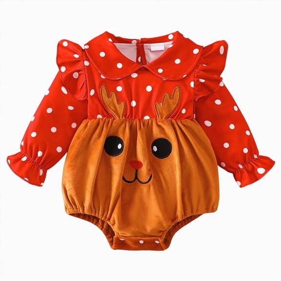 NLOMOCT Baby Girl Clothes Romper for Baby Girl Fall Winter One Piece Long Sleeve Baby Girl Jumpsuit Crew Neck Outfit Orange,6-12 Months