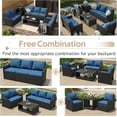 thumbnail image 3 of AECOJOY 7 Pieces Outdoor Furniture Set with Two Storage Boxes, Rattan Wicker Sectional Sofa Couch Patio Conversation Set, Black & Navy, 3 of 6