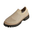 thumbnail image 2 of Women's Knit Rhinestone Platform Sneakers Breathable Mesh Round Toe Slip On Lug Sole Loafers Lightweight Walking Sport Casual Shoes, 2 of 6