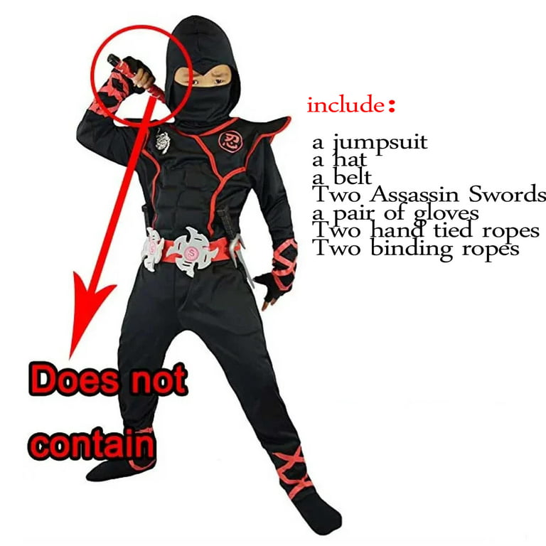 Stealth Ninja Costume Child Cosplay Clothes Halloween Costum 10pcs for ninja  themed parties 