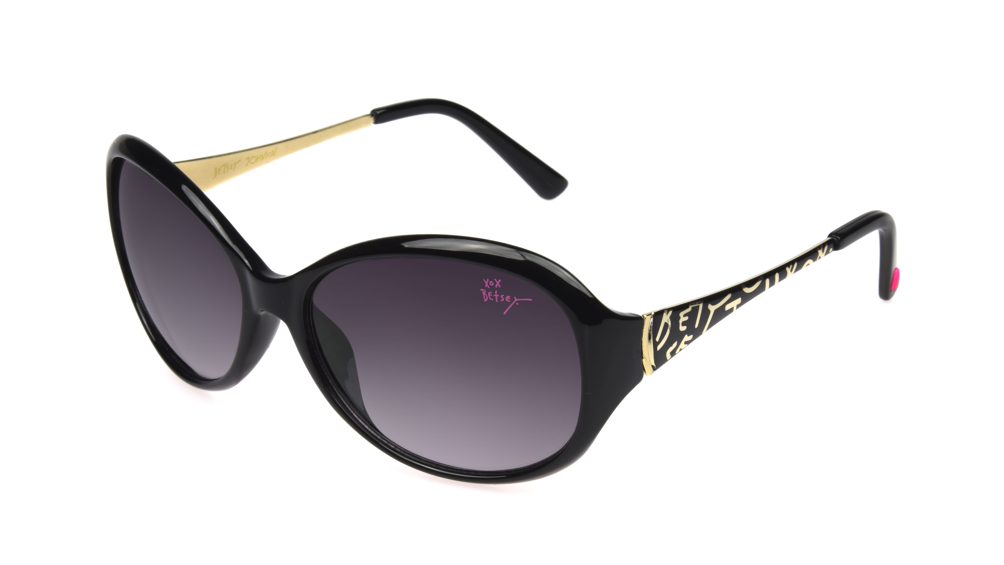 Betsey Johnson Women's Oversized Oval Black Sunglasses