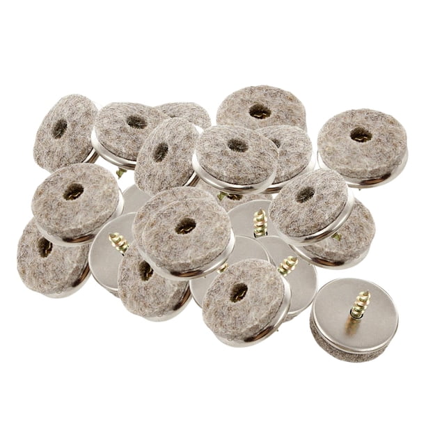 24 almohadillas de fieltro para muebles - Deslizadores redondos atornillables para patas de sillas 22 mm