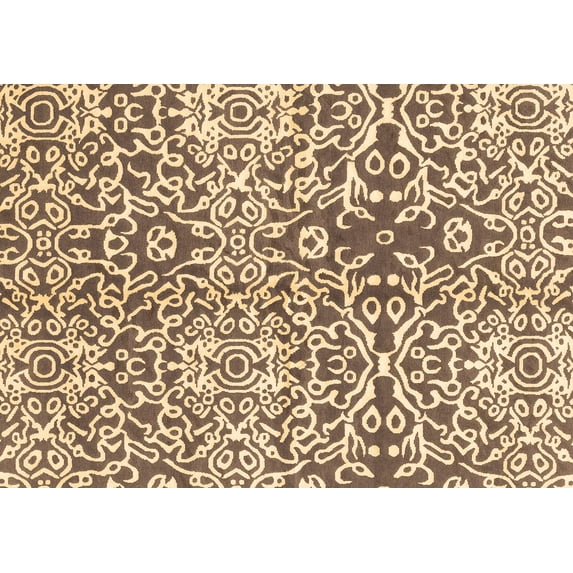 Ahgly Company Indoor Rectangle Abstract Brown Modern Area Rugs, 2' x 4'