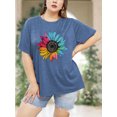 thumbnail image 4 of XCHQRTI Sunflower Shirts for Womens Plus Size Short Sleeves T-Shirt Graphic Oversized Flower Tops, 4 of 7