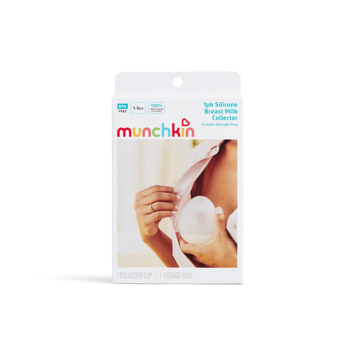 Munchkin® Breast Milk Collector Cup and Storage - Wearable Breastfeeding Essentials for Mom, Silicone, 1.5 Ounce Capacity, Milk Collector