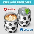 thumbnail image 4 of 12oz Stemless Wine Tumblers Soccer Ball Pattern Vacuum Insulated Stainless Steel Travel Tumbler Cups Mug with Lid and Straw for Champaign,Cocktail,Beer with Cleaning Brush, 4 of 5