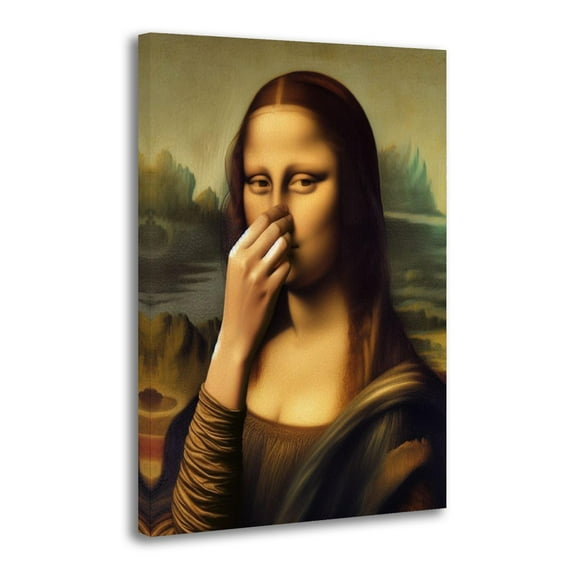 Mona Lisa Bathroom Mona Lisa Holding Her Nose-1 Posters Wall Art Painting Canvas Gift Living Room Prints Bedroom Decor Poster Artworks 16x24inch(40x60cm)