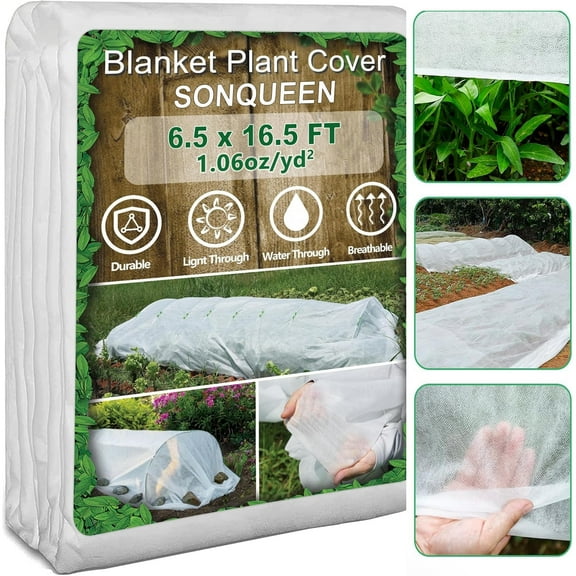 Plant Covers Freeze Protection 6.5x16.5ft（1.05 Oz/yd²）SONQUEEN Garden Cover Plant Floating Row Cover,Vegetable Frost Blanket Winter Frost Cloth Plant Freeze Protection