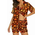 thumbnail image 4 of Dolkfu Halleween Women Pajamas Set Short Sleeve Pocket Pumpkin Button up Shorts Set Womens Comfy Sleep Wear L, 4 of 6