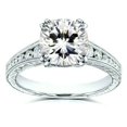 thumbnail image 2 of HeartsAndYou 3ct Cushion Cut Moissanite Vintage Inspired Engagement Ring for Women 18k White Gold over Silver Round Accent, 2 of 5