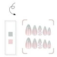 thumbnail image 4 of Momihoom Press on Nails Medium French Tip Press on Nails Pink White Gradient Almond Deign, Artificial False Nails with Glue on Nails for Women, 4 of 8