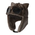 thumbnail image 4 of Jiibva PU Leather Bomber Hat Retro Windproof Plus Fluff Pilot Hat Lining Winter Ear Protection Hat Thickened Warm Trapper Hat with Earflaps, 4 of 7