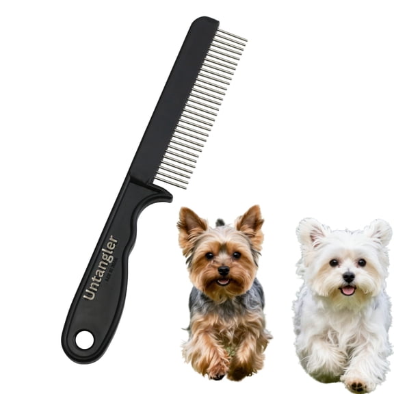 Untangler Super Groom II Comb for Dogs and Cats with 30 Narrow Spaced Rotating Stainless Steel Teeth for detangling and grooming