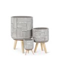 thumbnail image 3 of Gray And White Grid Tripod Planter, 3 of 4