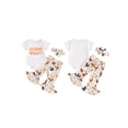 thumbnail image 3 of Aojekbee Baby Girls Summer 3PCS Sets Short Sleeve Romper Tops Chicken Print Flared Pants Headband Sets, 3 of 10