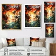 thumbnail image 4 of Designart "Sunset Colorful Orange Palm Trees Retreat I" Floral Floater Framed Wall Art Print, 4 of 7